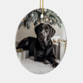Elegant Black Lab Kerstmis Keramisch Ornament (Rechts)