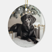 Elegant Black Lab Kerstmis Keramisch Ornament (Links)