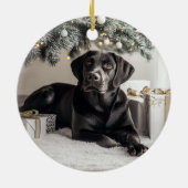 Elegant Black Lab Kerstmis Keramisch Ornament (Achterkant)