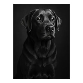 Elegant Black Labrador Portrait - Monochrome Dog Perfect Poster
