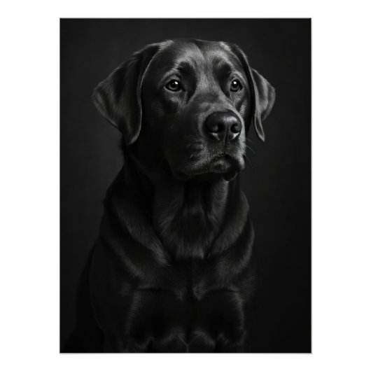 Elegant Black Labrador Portrait - Monochrome Dog Perfect Poster (Voorkant)