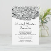 Elegant Black Lace Bridal Shower-uitnodiging Kaart (Staand voorkant)