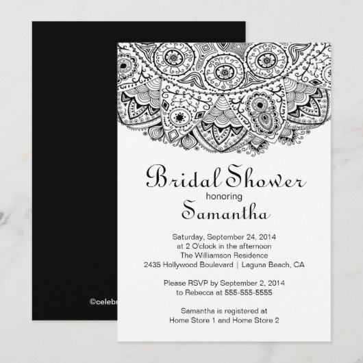 Elegant Black Lace Bridal Shower-uitnodiging Kaart (Voorkant / Achterkant)