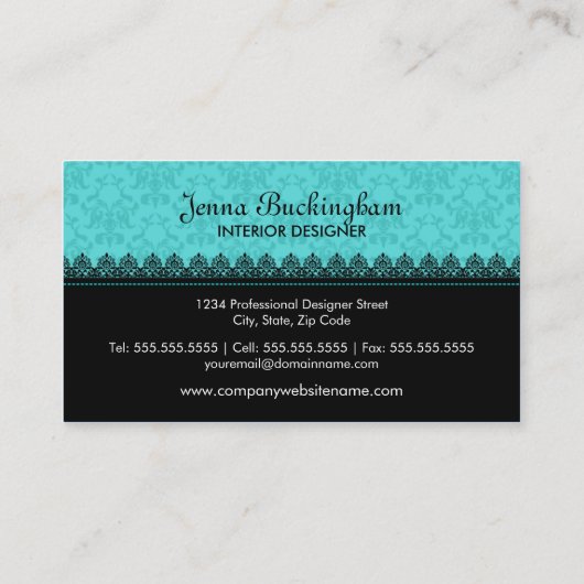 Elegant Black Lace en Baroque Visitekaartje (Achterkant)