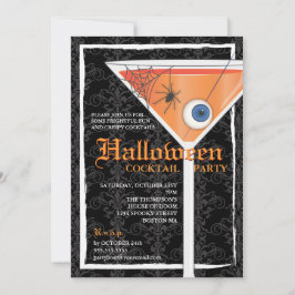 Elegant Black Lace Halloween Cocktail Party Kaart