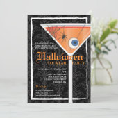 Elegant Black Lace Halloween Cocktail Party Kaart (Staand voorkant)