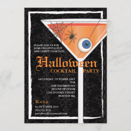 Elegant Black Lace Halloween Cocktail Party Kaart