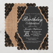 Elegant Black Lace over Burlap Jute Kaart (Voorkant / Achterkant)