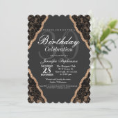 Elegant Black Lace over Burlap Jute Kaart (Staand voorkant)