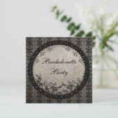 Elegant Black Lace & Sequins Bachelorette Party Kaart (Staand voorkant)