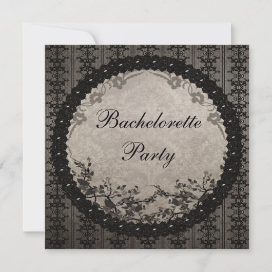 Elegant Black Lace & Sequins Bachelorette Party Kaart (Voorkant)
