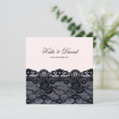 Elegant  Black Lace Wedding Invitation Kaart (Staand voorkant)
