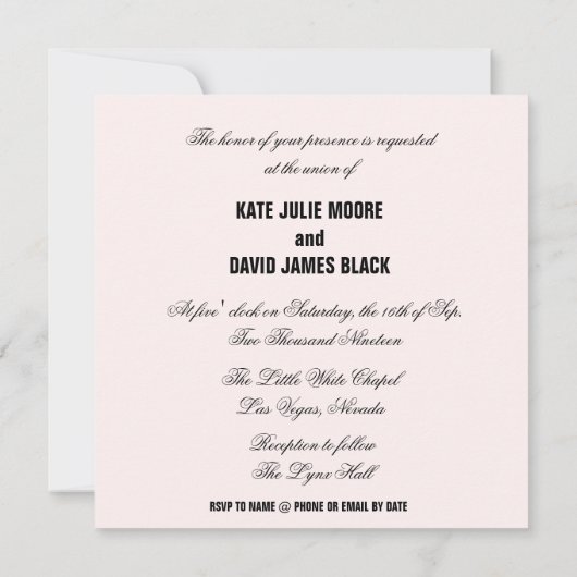 Elegant  Black Lace Wedding Invitation Kaart (Achterkant)