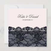 Elegant  Black Lace Wedding Invitation Kaart (Voorkant)