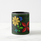 Elegant Black | Latijns-Amerikaanse Folk Floral Mok (Midden)