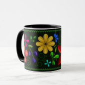 Elegant Black | Latijns-Amerikaanse Folk Floral Mok (Voorkant links)