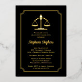 Elegant Black Law Attorney Graduparty Folie Uitnodiging (Voorkant)