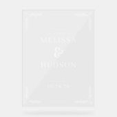 Elegant Black Leaf Wedding Sign Acryl Bord (Voorkant)