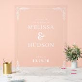 Elegant Black Leaf Wedding Sign Acryl Bord (Huwelijk)