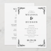 Elegant Black Leafy Branches Programmakaart (Voorkant / Achterkant)