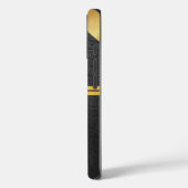 Elegant black leather gold monogram custom name Case-Mate iPhone case (Achterkant / Links)