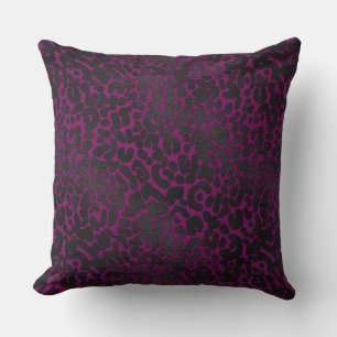 Elegant Black Leopard Animal Print op roze Kussen