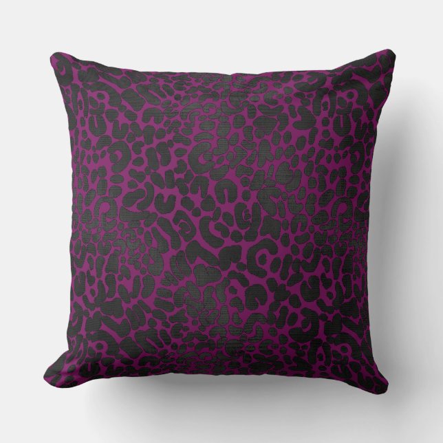 Elegant Black Leopard Animal Print op roze Kussen (Voorkant)