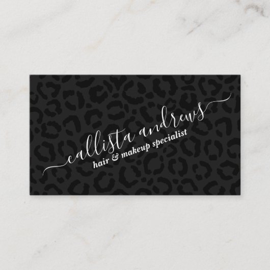 Elegant Black Leopard Cheetah Animal Print Visitekaartje (Voorkant)