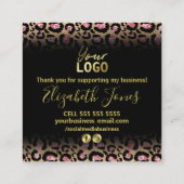 Elegant Black Leopard Hartelijk dank voor uw beste Vierkante Visitekaartje (Achterkant)