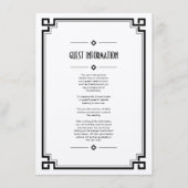 Elegant Black Lijst Art Deco Wedding Insert Kaart (Voorkant)