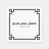 Elegant Black Lijst Artdeco Afstuderen Napkin Servetten (Voorkant)