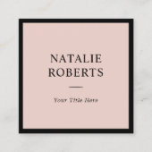 Elegant Black Lijst Blush Pink Minimalist Vierkante Visitekaartje (Voorkant)