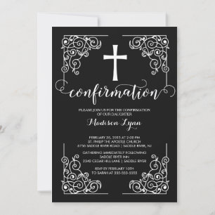 Elegant Black Lijst Cross Confirmation Kaart