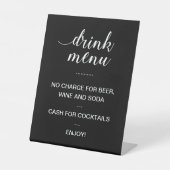 Elegant Black Limited Open Bar Drink Menu Weddensc Reclamebord Met Voetstuk (Voorkant)