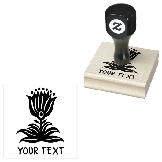 Elegant Black Line Art Tulip CUSTOM Rubberstempel (Gestempeld)