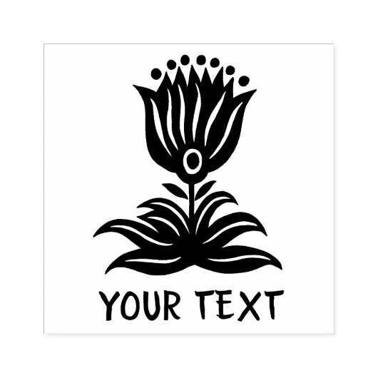 Elegant Black Line Art Tulip CUSTOM Rubberstempel (Afrduk)