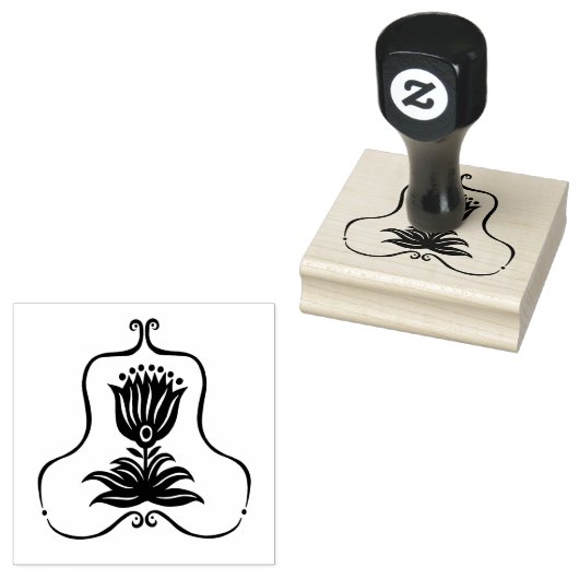 Elegant Black Line Art Tulip CUSTOM Rubberstempel (Gestempeld)