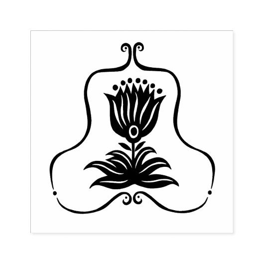 Elegant Black Line Art Tulip CUSTOM Rubberstempel (Afrduk)