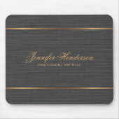 Elegant Black Linen Fabric Gold Frame Professional Muismat (Voorkant)