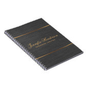 Elegant Black Linen Fabric Gold Frame Professional Notitieboek (Rechterzijde)