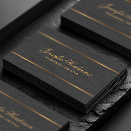 Elegant Black Linen Fabric Gold Frame Professional Visitekaartje