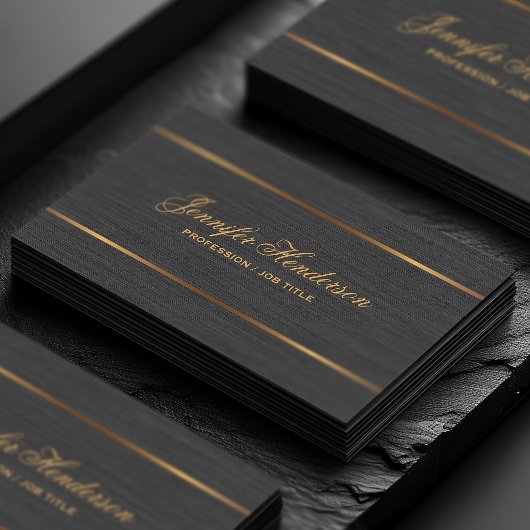 Elegant Black Linen Fabric Gold Frame Professional Visitekaartje
