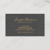 Elegant Black Linen Fabric Gold Frame Professional Visitekaartje (Achterkant)