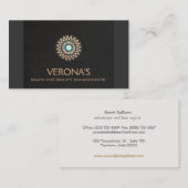 Elegant Black Linen Gold Kijk Salon en Spa Visitekaartje (Voorkant / Achterkant)