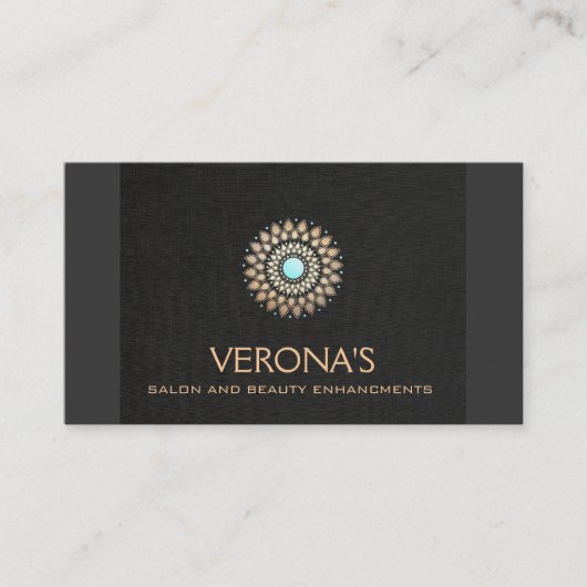Elegant Black Linen Gold Kijk Salon en Spa Visitekaartje (Voorkant)