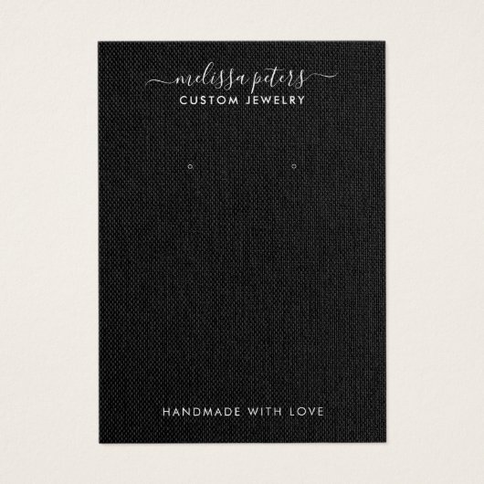 Elegant Black Linen Jewelry Earring Display Kaart (Voorkant)