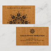 Elegant Black Lotus Mandala Wood Yoga Instructor Visitekaartje (Voorkant / Achterkant)