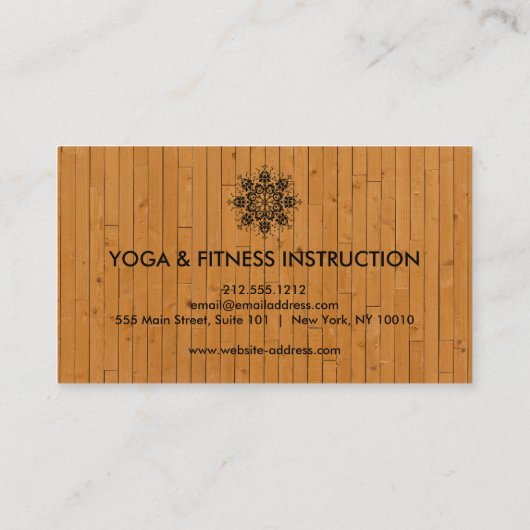 Elegant Black Lotus Mandala Wood Yoga Instructor Visitekaartje (Achterkant)
