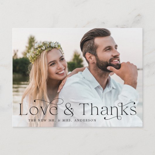 Elegant Black Love and Bedankt Weddenschap Harteli Briefkaart (Voorkant)