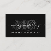 Elegant Black Luxe Glam Script Monogram Visitekaartje (Voorkant)